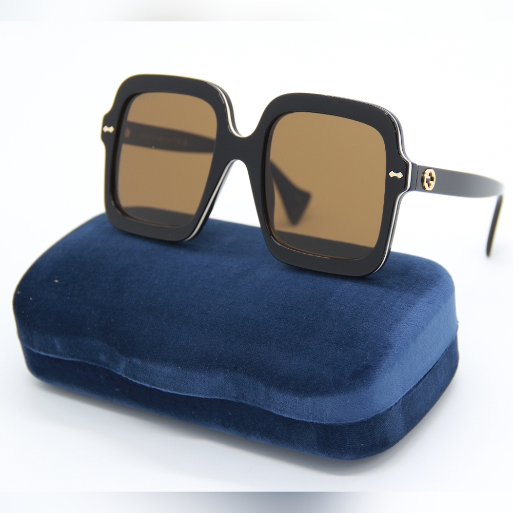 NEW GG1241S 001 GUCCI SQUARE WOMEN BROWN SUNGLASSES GUCCI WOMEN EYEWEAR - Picture 2 of 13
